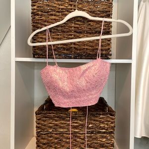 Sparkly Pink Tie Top - Vintage